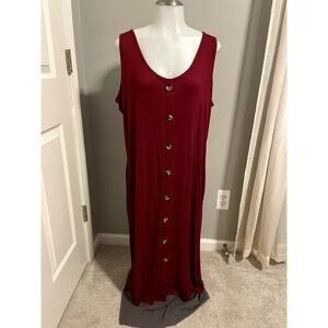 Lane Bryant - 18/20 - Red Maxi Button Dress